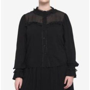 ISO Black Lace Ruffle Girls Woven Top Plus Size XL NWT